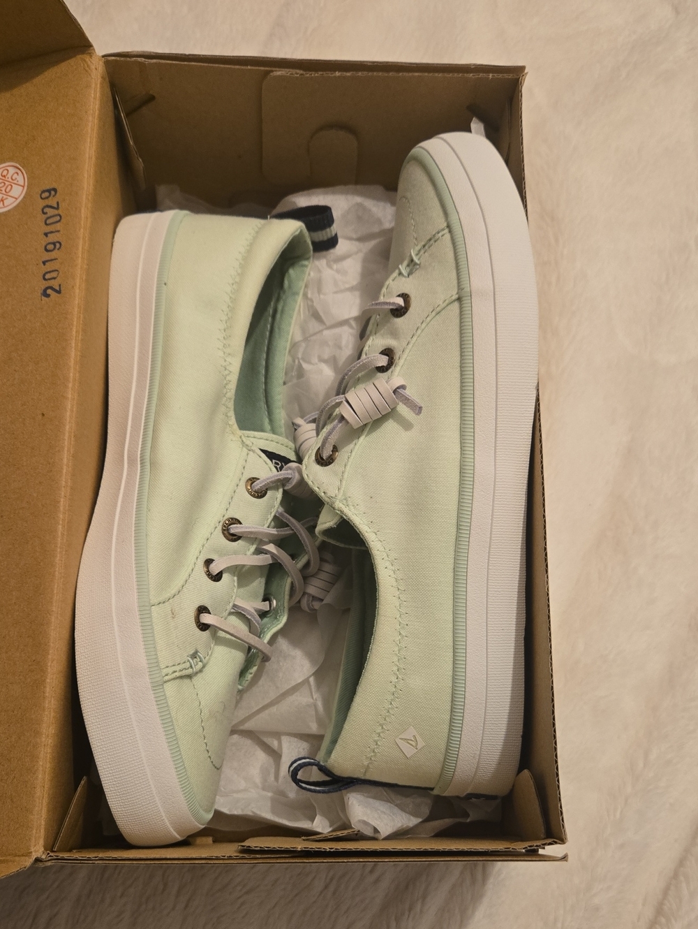 Sperry Women's Mint Canvas Moccasins